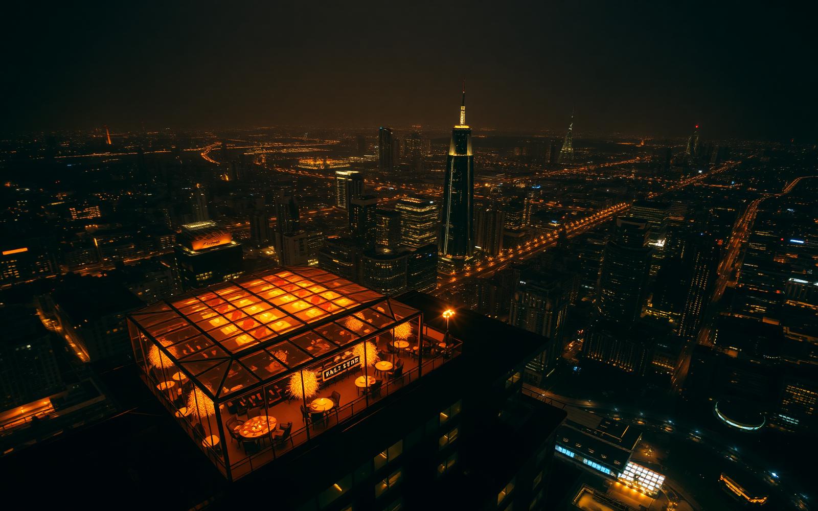 Aerial view of Nexarion Sky at night